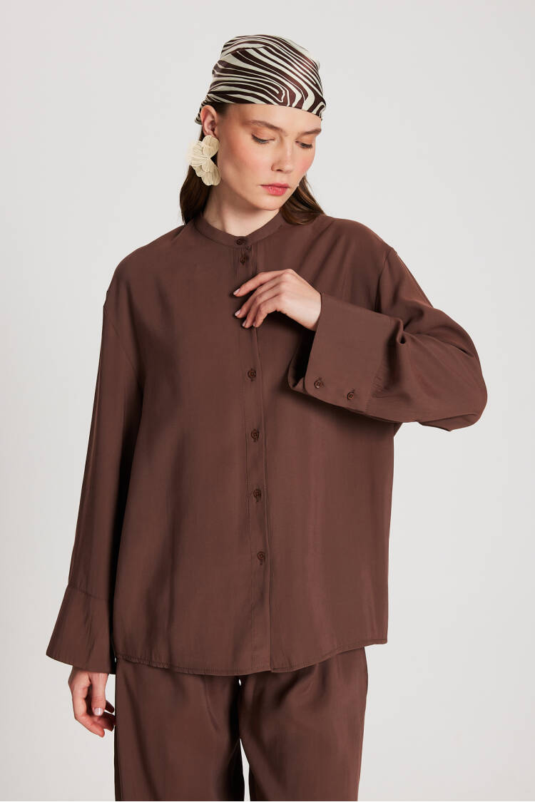 Brown 100% Modal Bottom/Top Shirt And Pants Set 29137