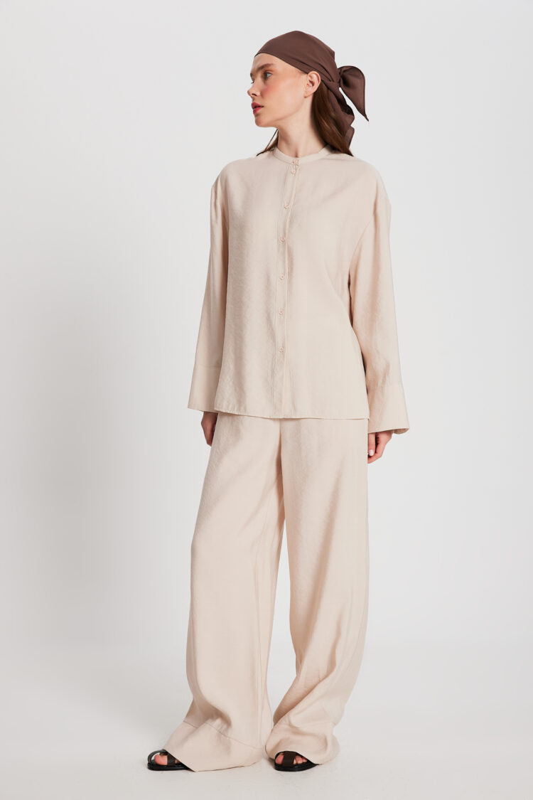 Stone 100% Modal Bottom/Top Shirt And Pants Set 29137 - First Angels - Globality Store - Women Clothes Wholesale Turkey