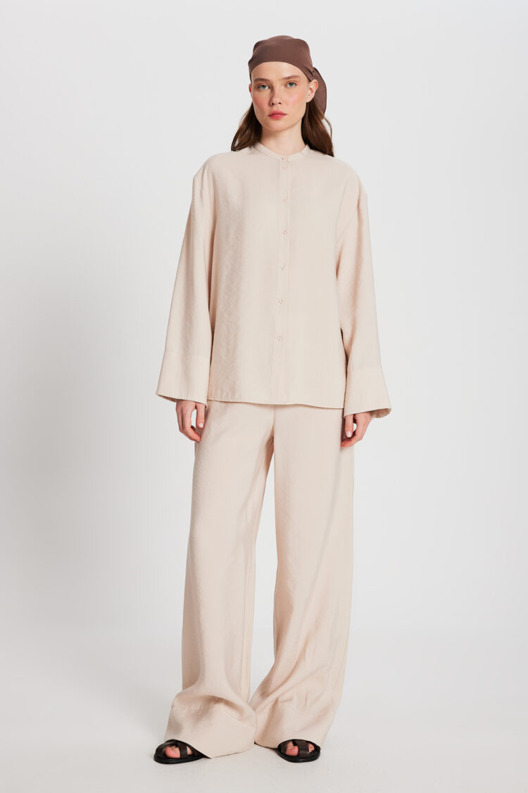 Stone 100% Modal Bottom/Top Shirt And Pants Set 29137