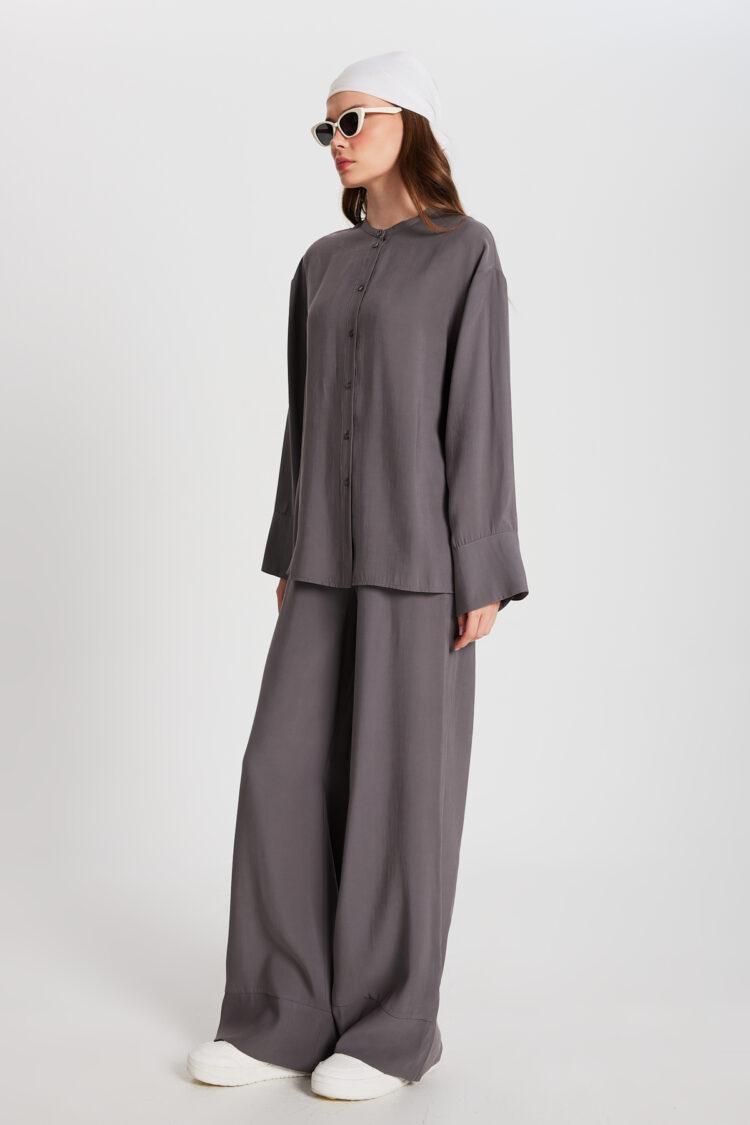 Anthracite 100% Modal Bottom/Top Shirt And Pants Set 29137