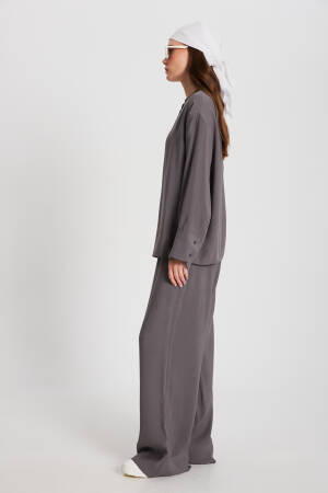 Anthracite 100% Modal Bottom/Top Shirt And Pants Set 29137 - First Angels - Globality Store - Women Clothes Wholesale Turkey