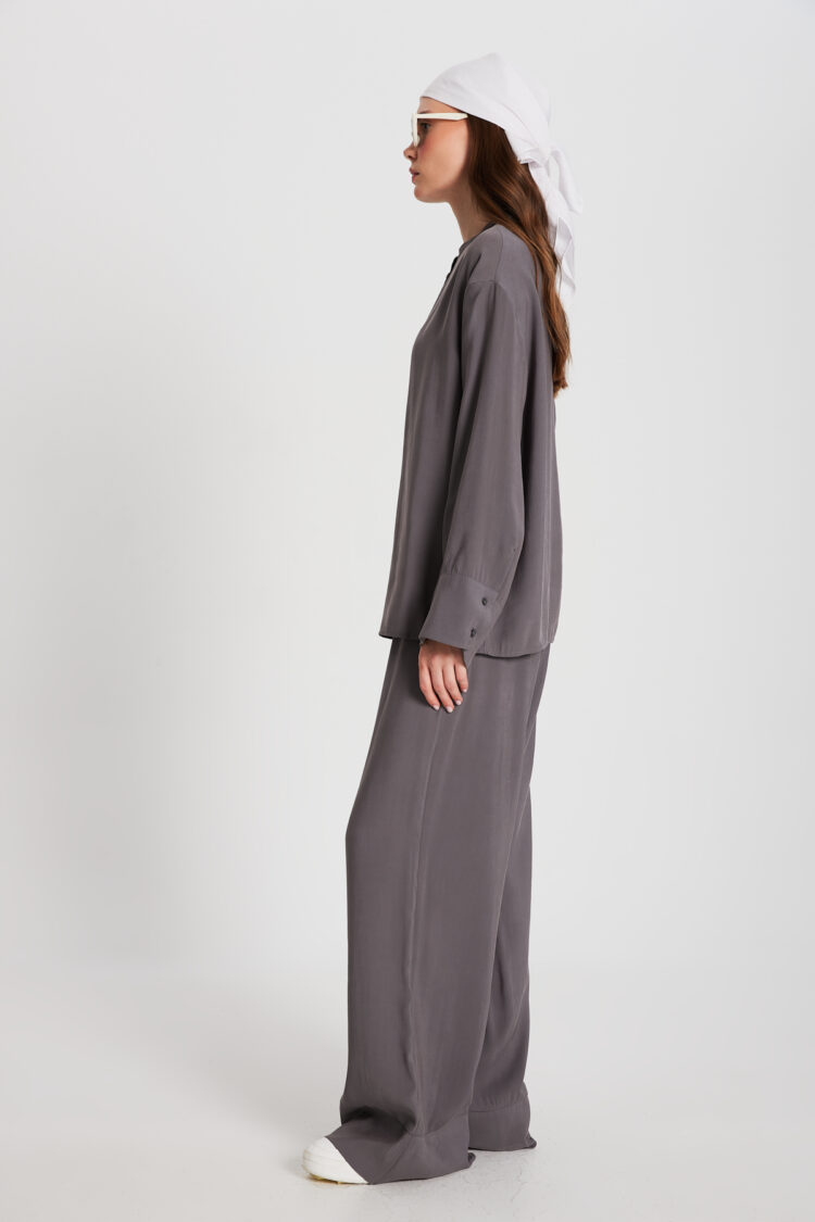 Anthracite 100% Modal Bottom/Top Shirt And Pants Set 29137