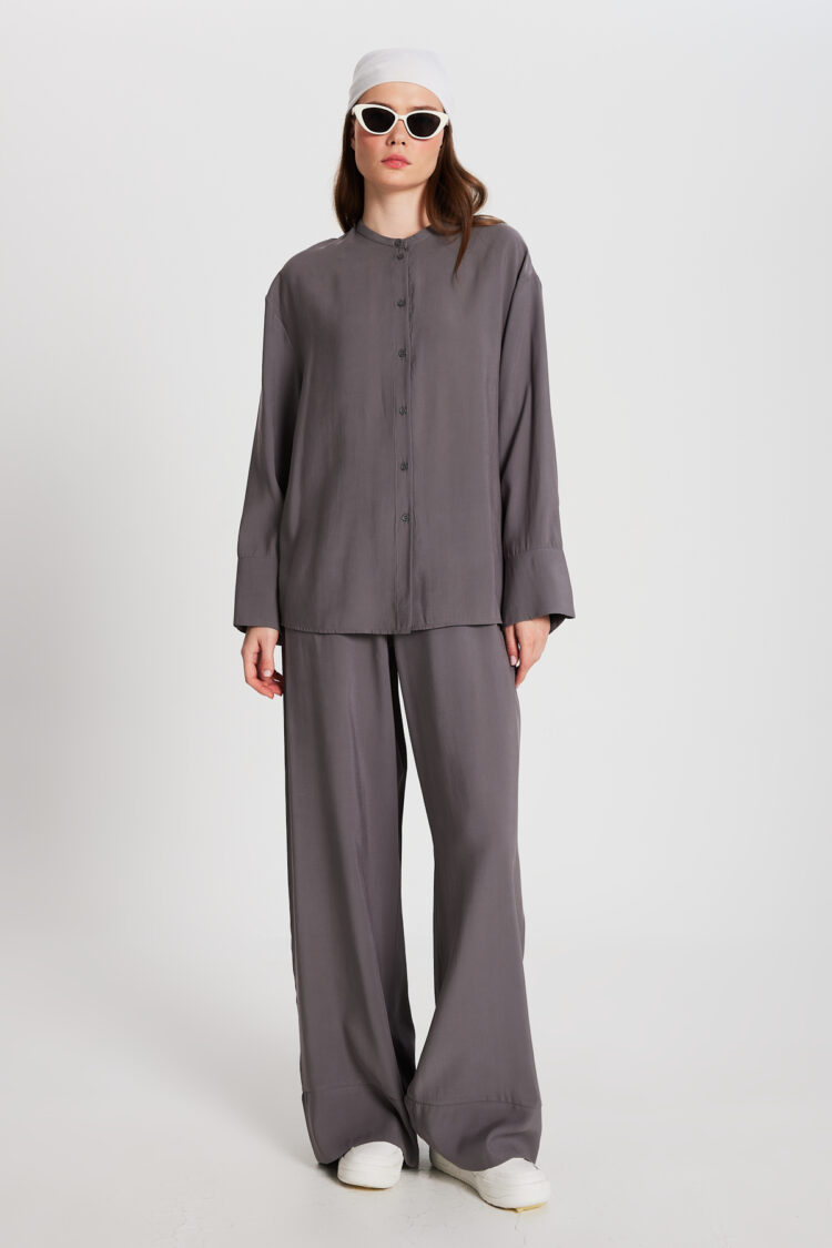 Anthracite 100% Modal Bottom/Top Shirt And Pants Set 29137