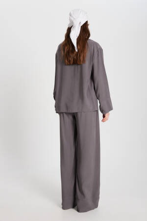 Anthracite 100% Modal Bottom/Top Shirt And Pants Set 29137 - First Angels - Globality Store - Women Clothes Wholesale Turkey