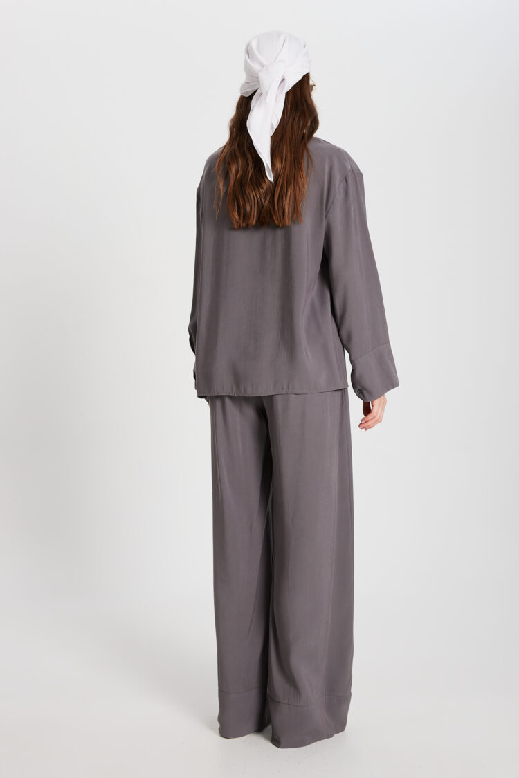 Anthracite 100% Modal Bottom/Top Shirt And Pants Set 29137