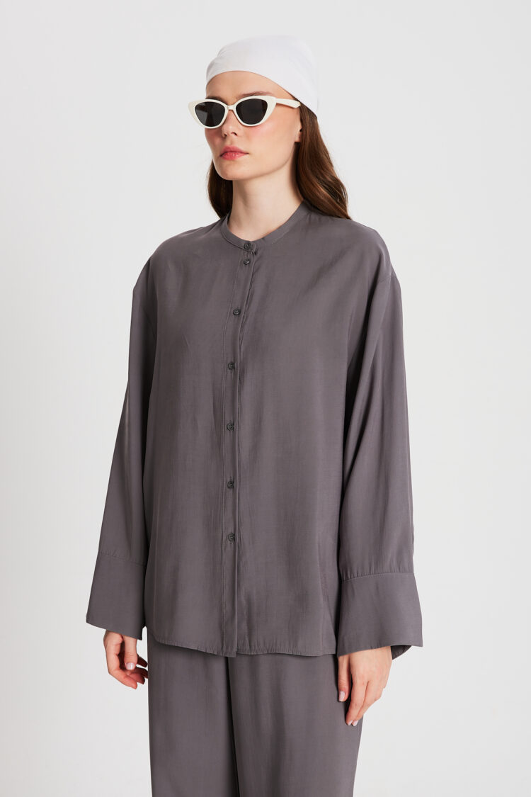Anthracite 100% Modal Bottom/Top Shirt And Pants Set 29137