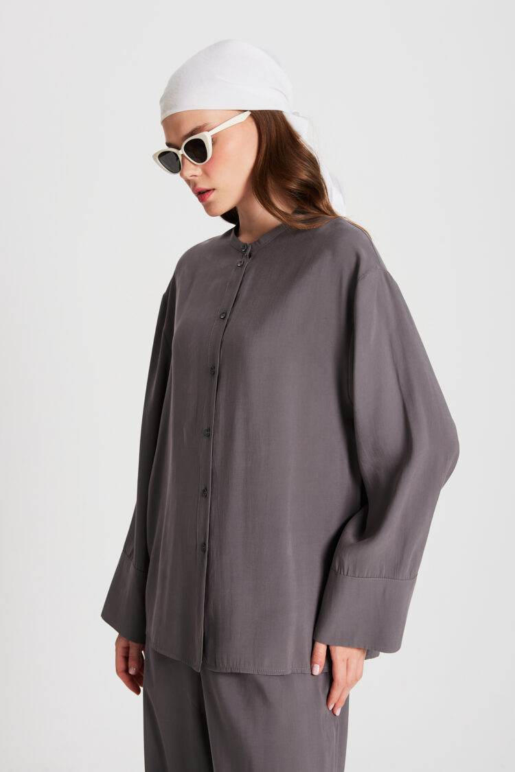 Anthracite 100% Modal Bottom/Top Shirt And Pants Set 29137