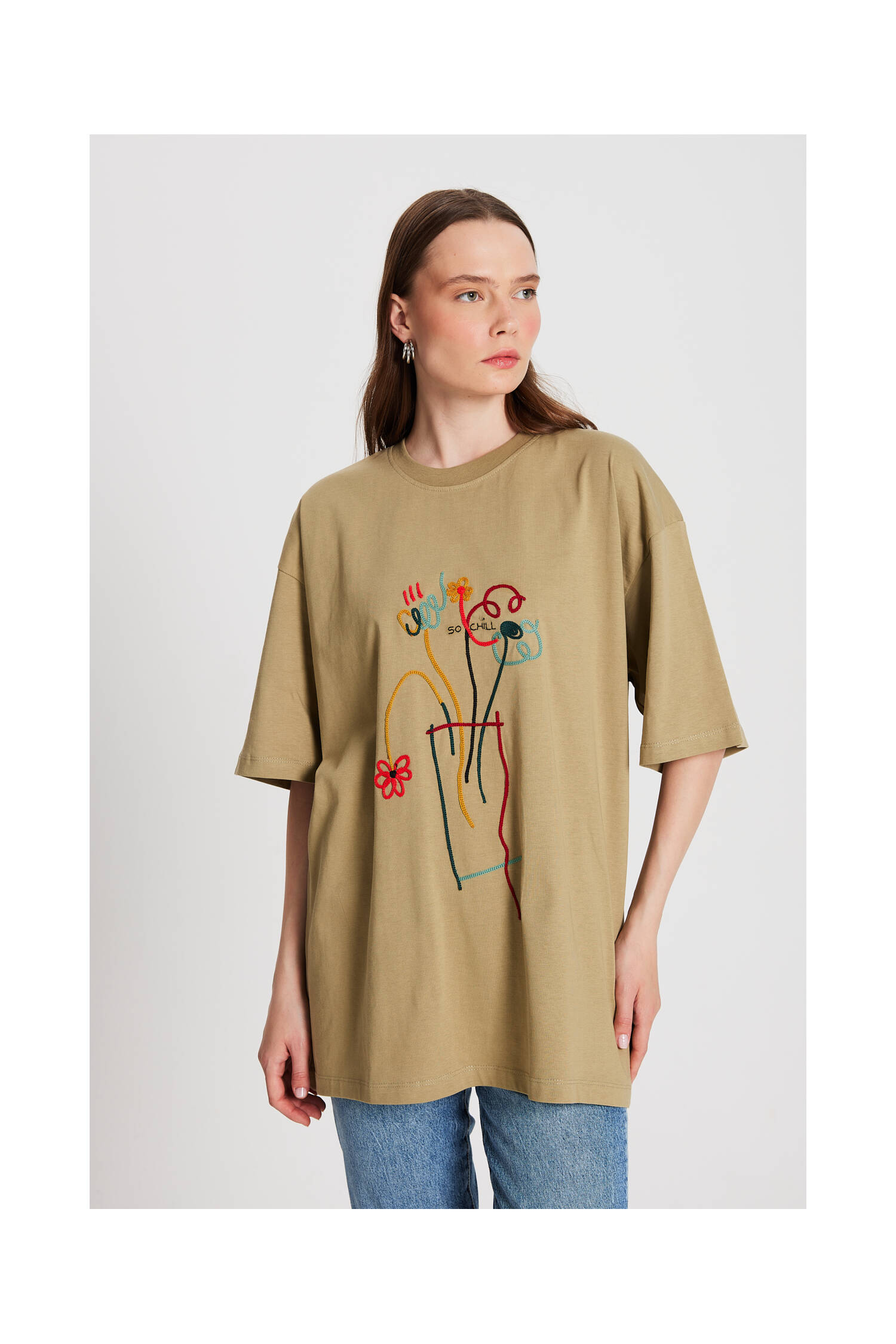 MoldOversize Embroidered T-shirt 29161 - Brand: First Angels - Women's Clothing Wholesale - Globality Store