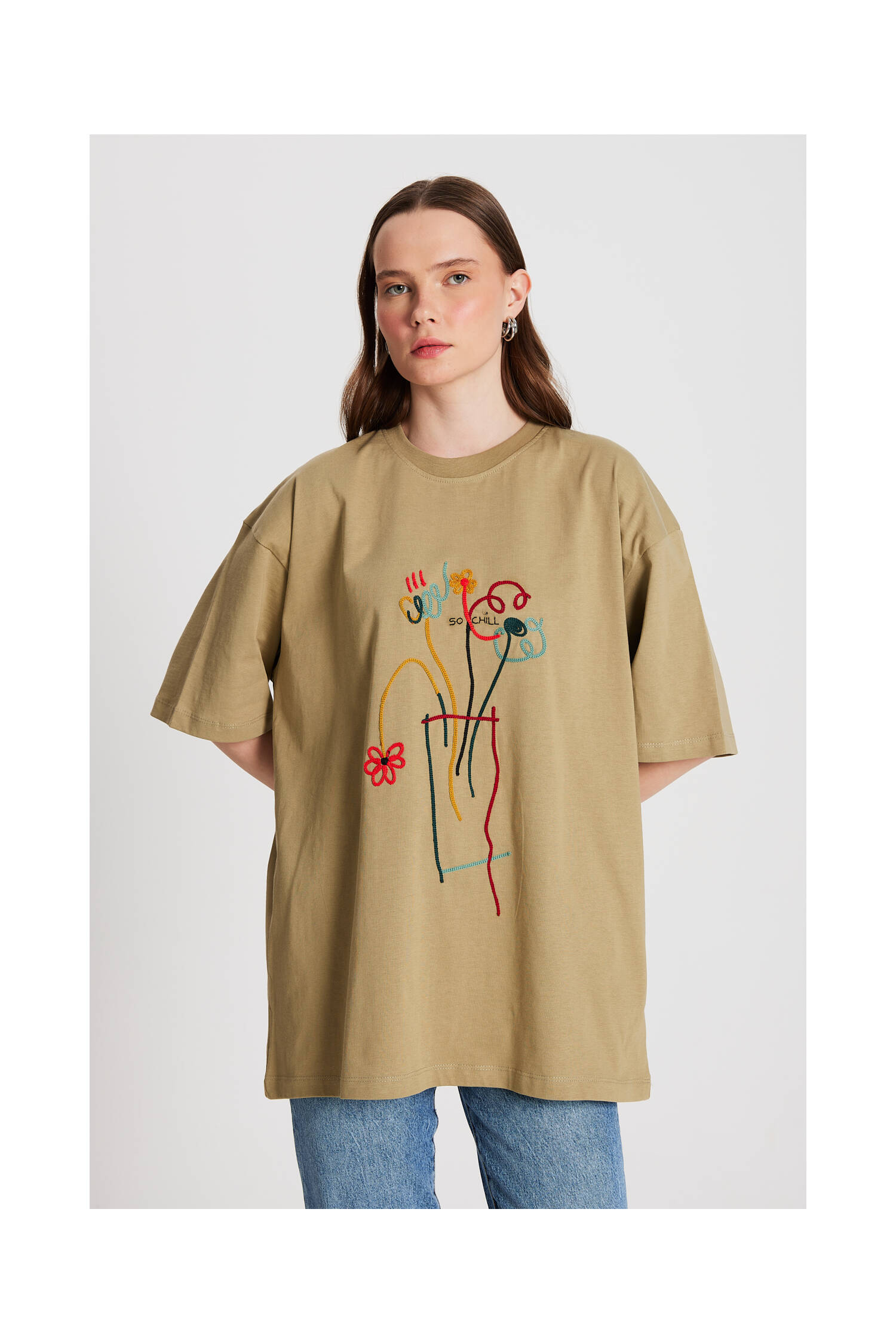 MoldOversize Embroidered T-shirt 29161 - Brand: First Angels - Women's Clothing Wholesale - Globality Store