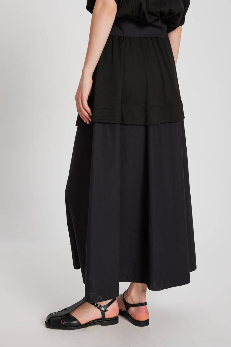 Knitted And Woven Garnished Long Skirt 29112