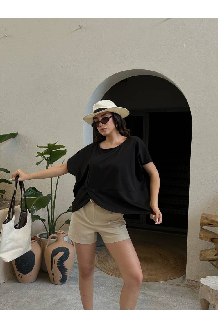 Design Combed Blouse With Black Back Pattern 29113 - First Angels - Globality Store - Women Clothes Wholesale Turkey