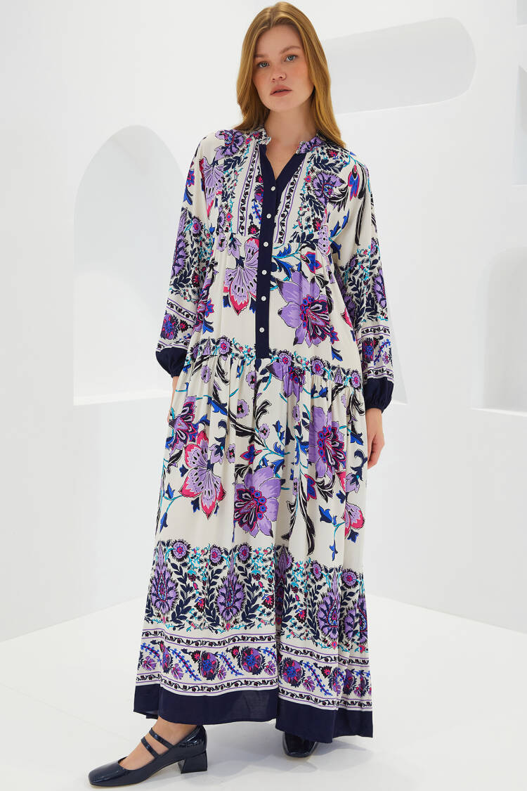 Navy Purple Viscose Burkini Dress 2423