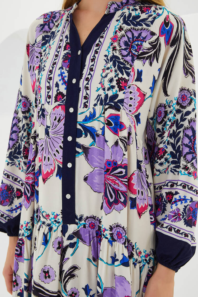 Navy Purple Viscose Burkini Dress 2423