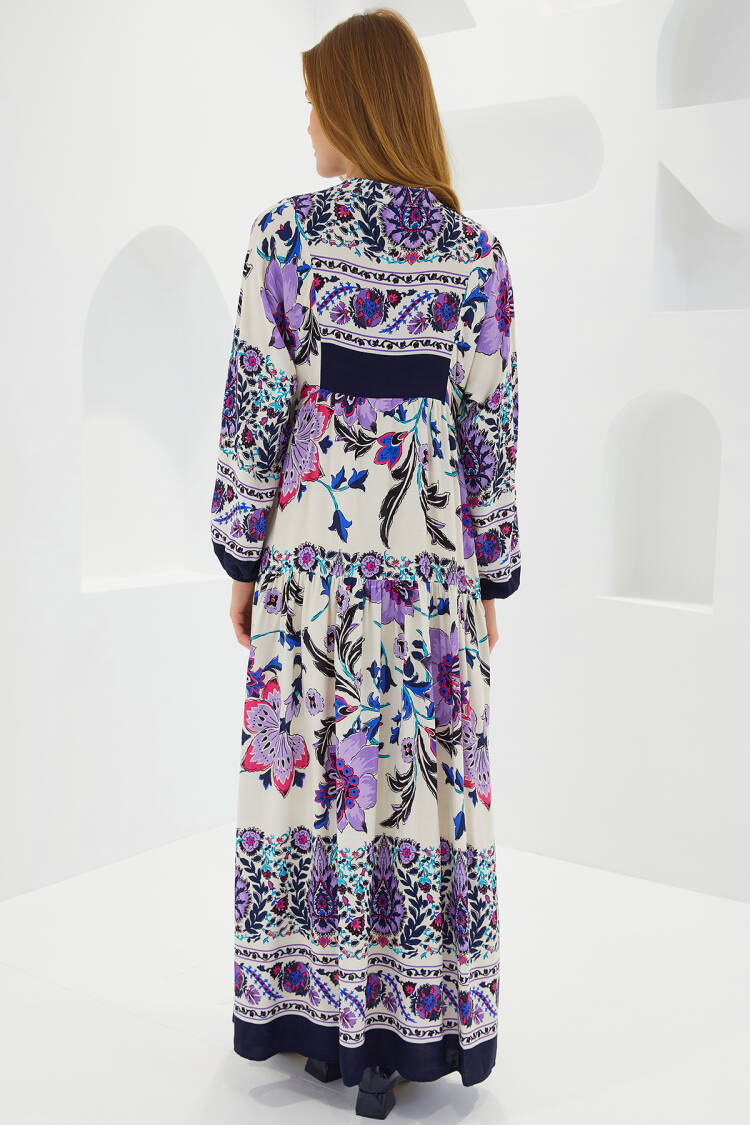 Navy Purple Viscose Burkini Dress 2423