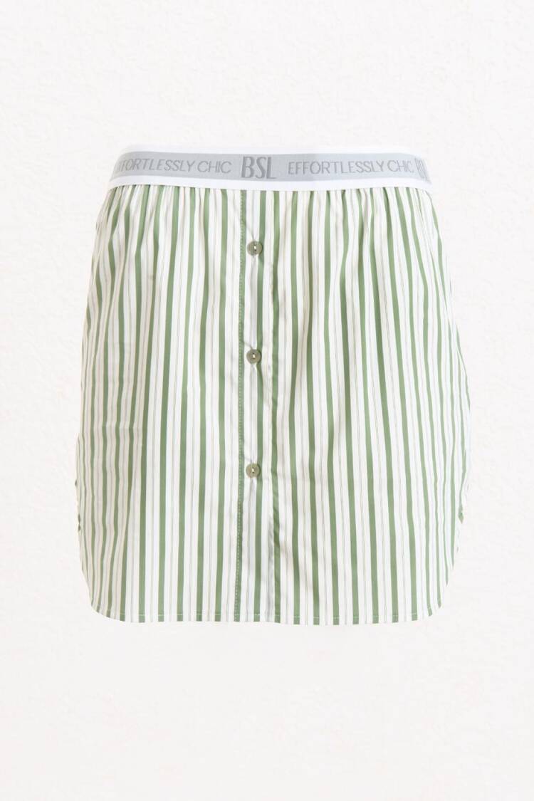 Striped Cotton Mini Skirt - BSL - Globality Store - Women Clothes Wholesale Turkey