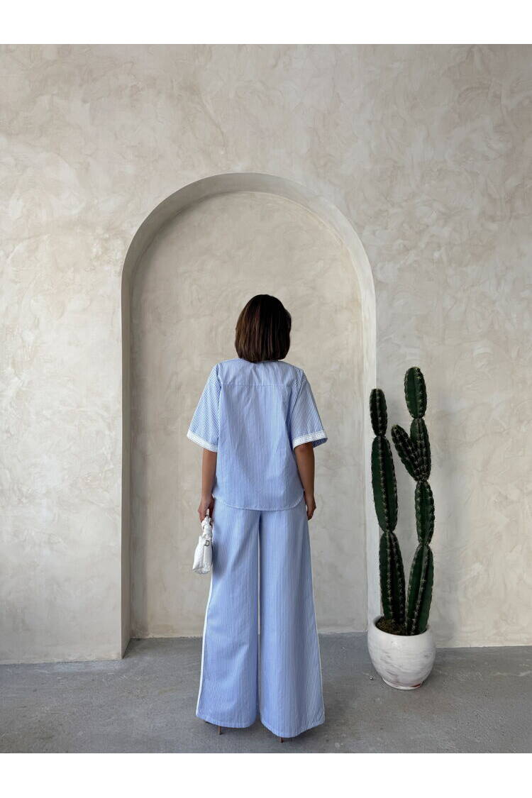 Guipure Detailed Striped Pants