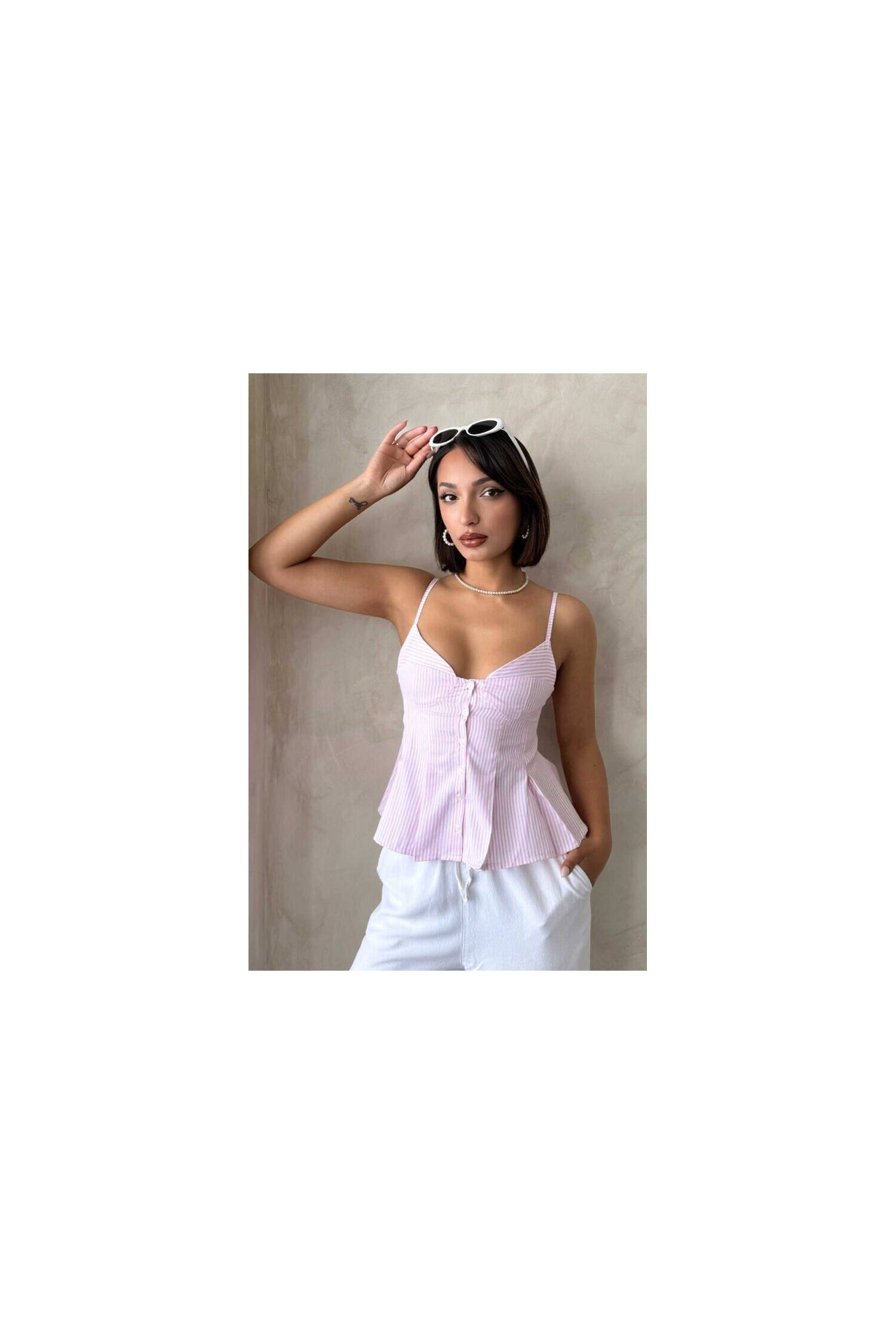 Striped Strappy Blouse - Brand: Topshow - Women's Clothing Wholesale - Globality Store