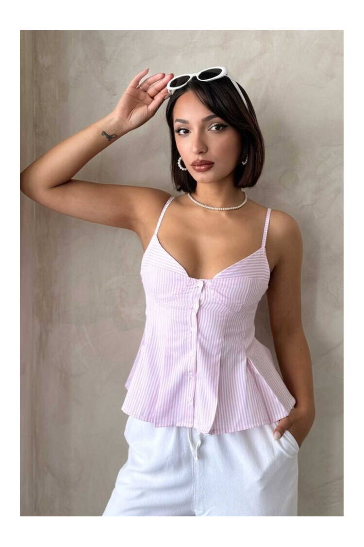 Striped Strappy Blouse - Brand: Topshow - Women's Clothing Wholesale - Globality Store