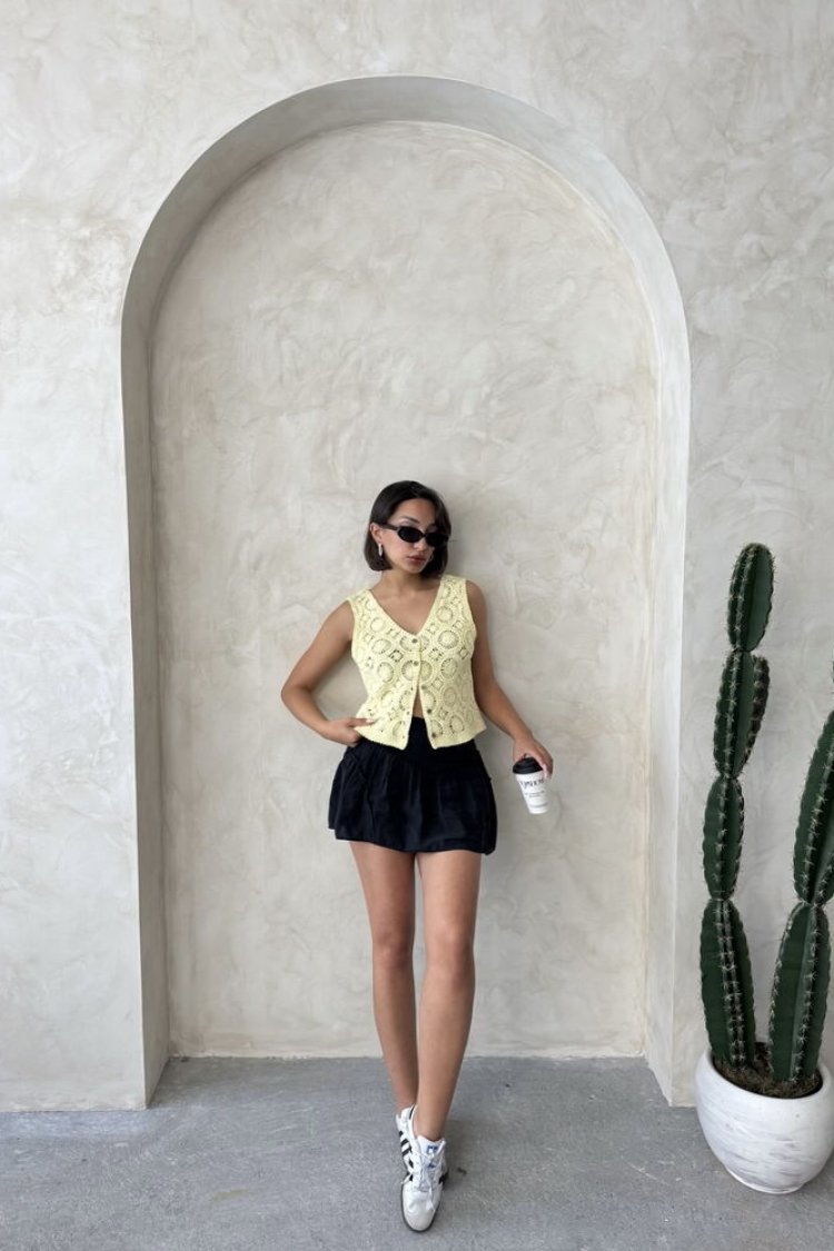 Buttoned Lace Vest