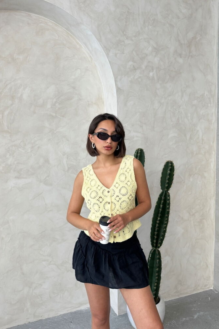 Buttoned Lace Vest