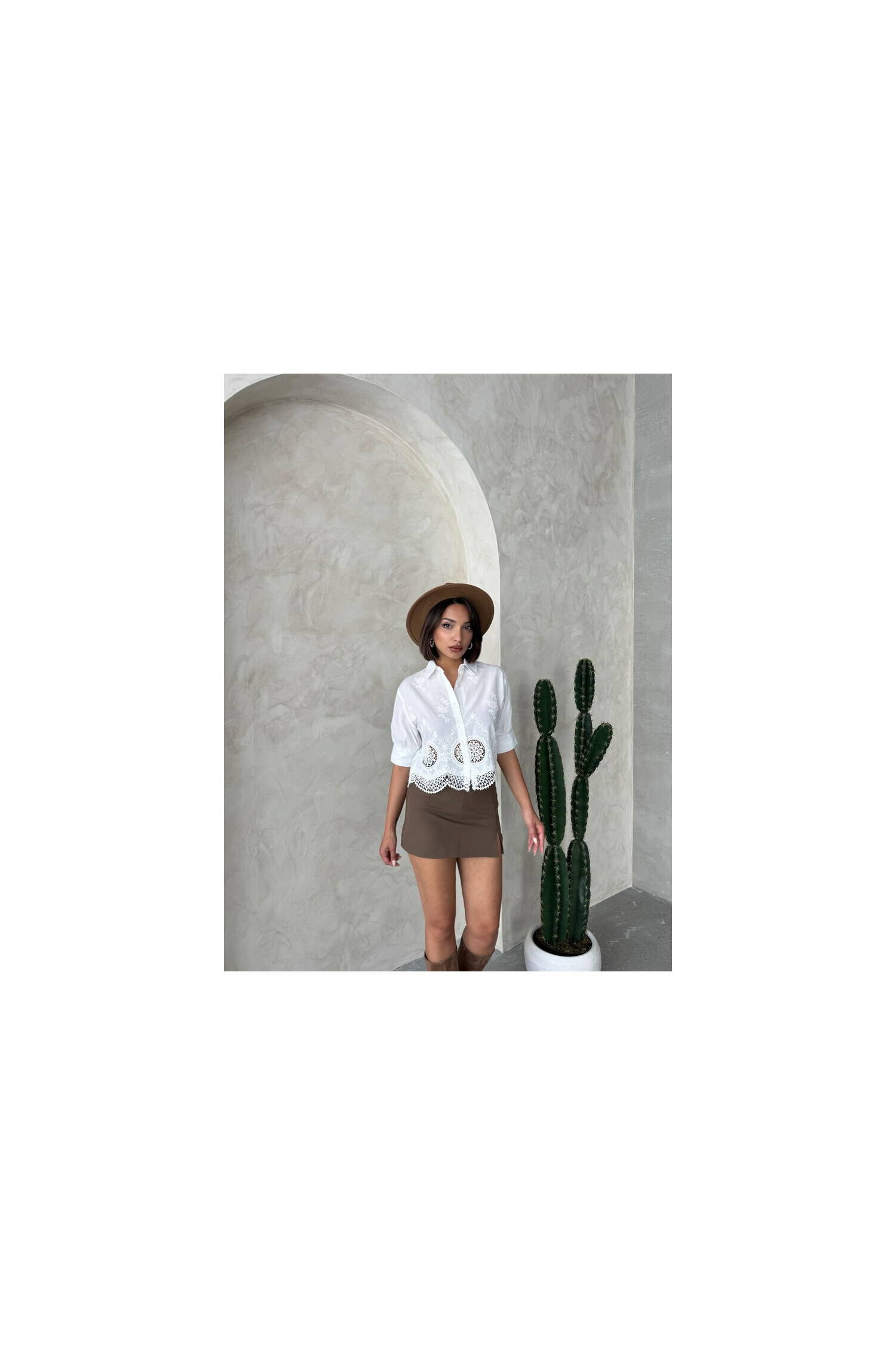 Embroidered Shirt - Cream - Brand: Topshow - Women's Clothing Wholesale - Globality Store