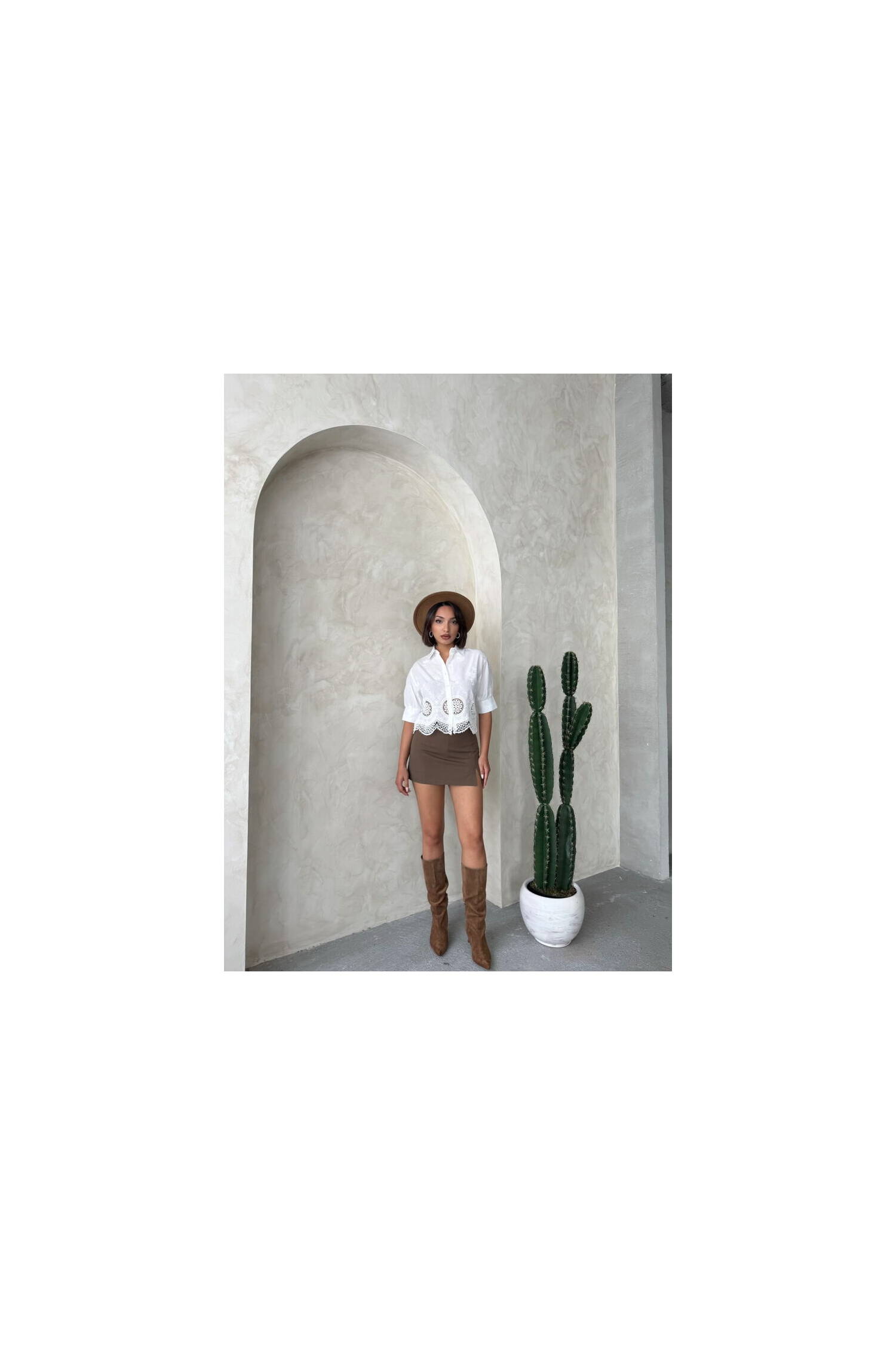 Embroidered Shirt - Cream - Brand: Topshow - Women's Clothing Wholesale - Globality Store