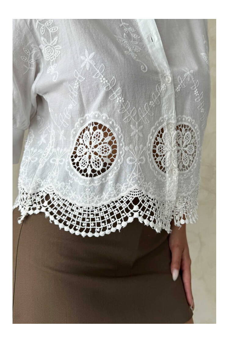 Embroidered Shirt - Cream