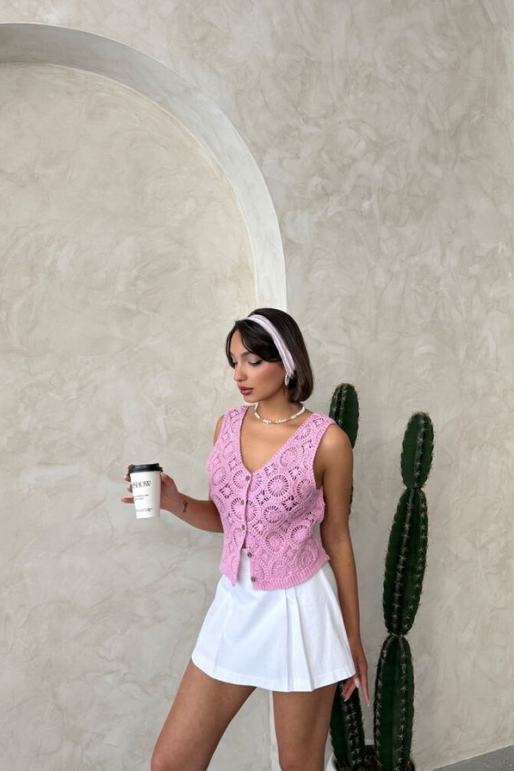 Buttoned Lace Vest