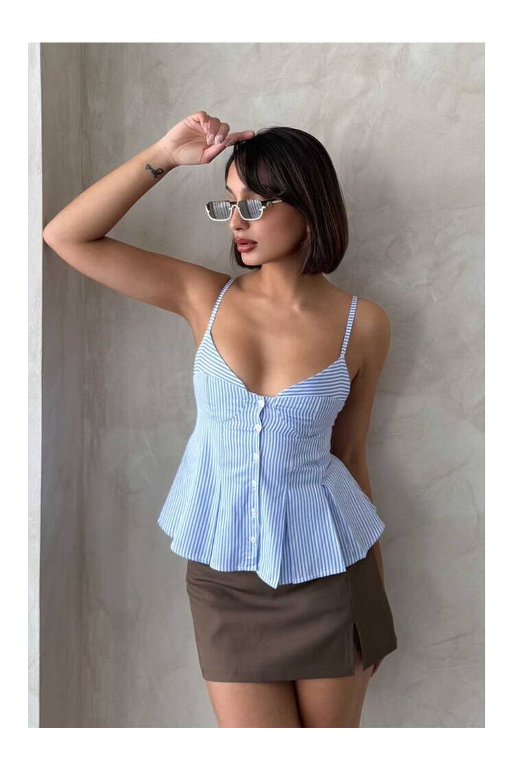 Striped Strappy Blouse - Brand: Topshow - Women's Clothing Wholesale - Globality Store