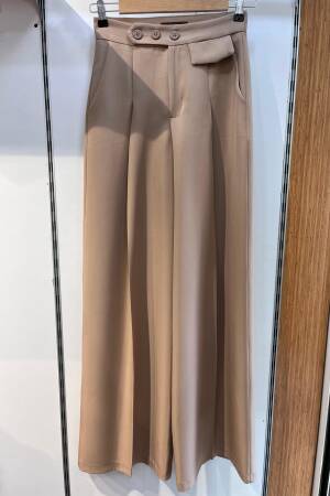 Three Button Detailed Palazzo Pants - Ouz Fashion - Globality Store - Women Clothes Wholesale Turkey