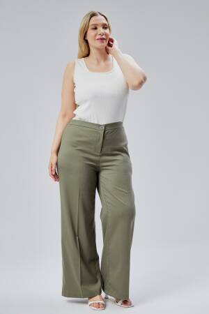 Wide Leg Plus Size Pants With Elastic Waist - Ouz Fashion - Globality Store - Women Clothes Wholesale Turkey