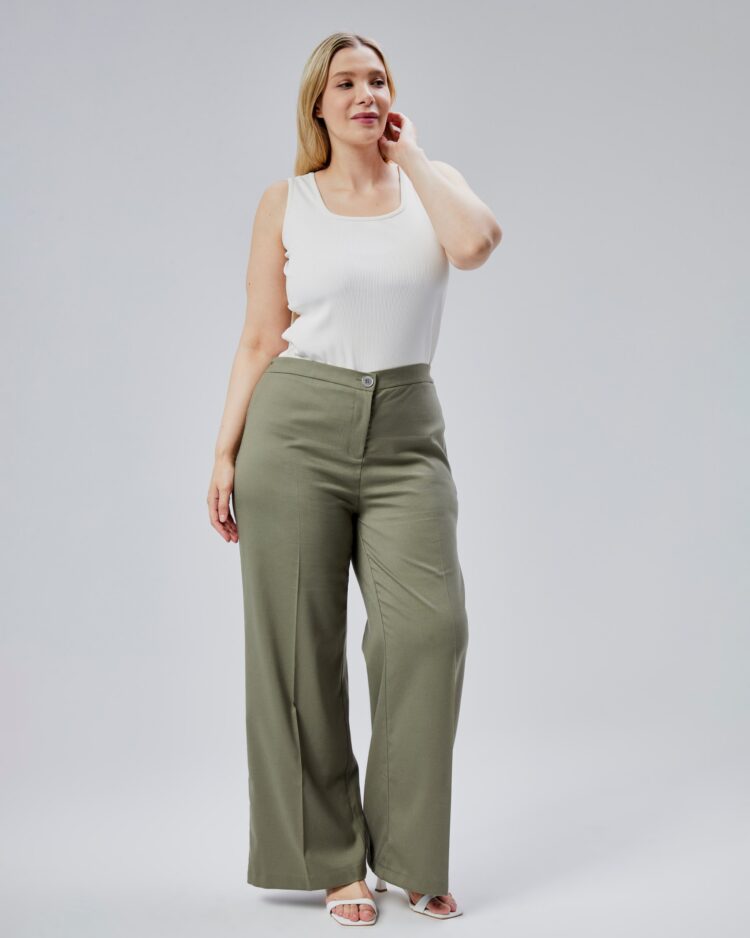 Wide Leg Plus Size Pants With Elastic Waist - Ouz Fashion - Globality Store - Women Clothes Wholesale Turkey