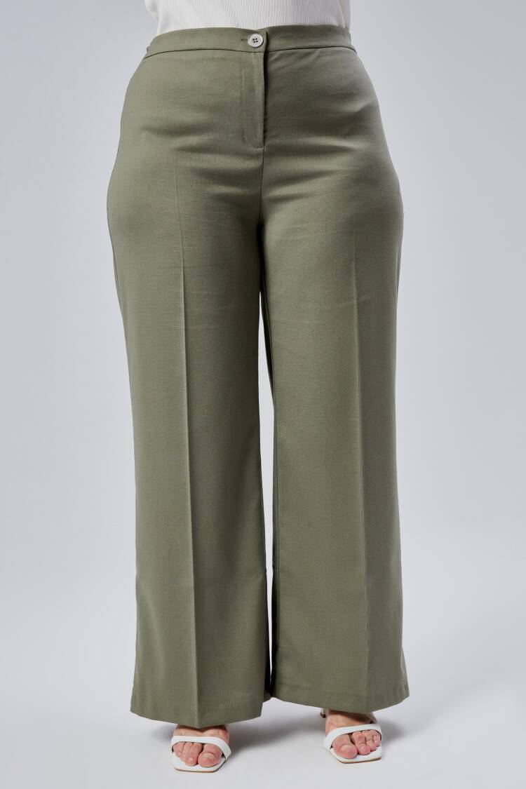 Wide Leg Plus Size Pants With Elastic Waist