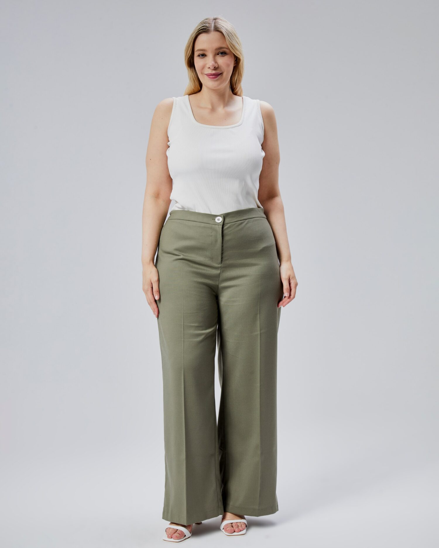Wide Leg Plus Size Pants With Elastic Waist - Ouz Fashion - Globality Store - Women Clothes Wholesale Turkey