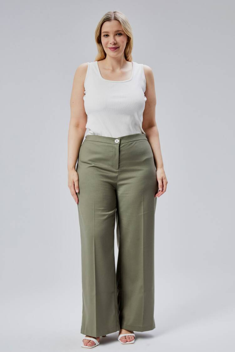 Wide Leg Plus Size Pants With Elastic Waist