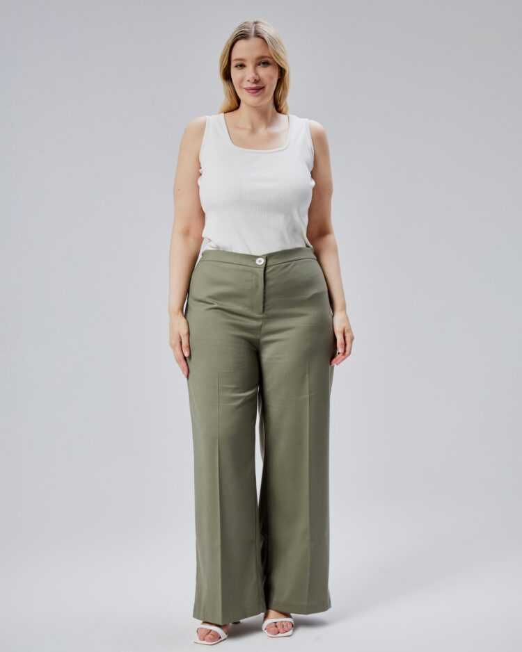 Wide Leg Plus Size Pants With Elastic Waist