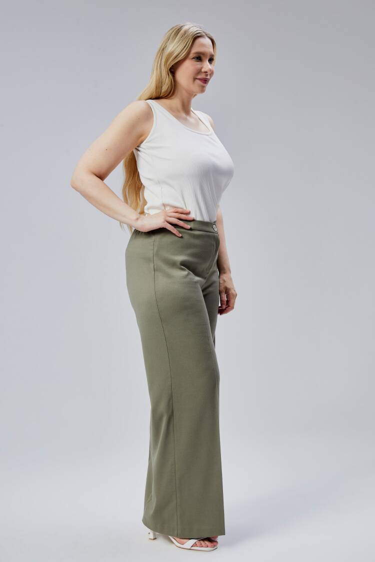 Wide Leg Plus Size Pants With Elastic Waist