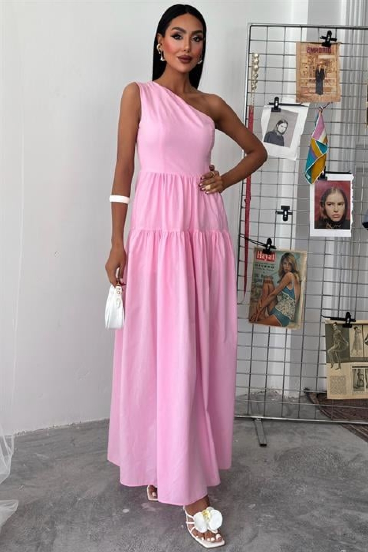 One Shoulder Pile Detail Maxi Dress - Sobe Istanbul - Globality Store - Women Clothes Wholesale Turkey