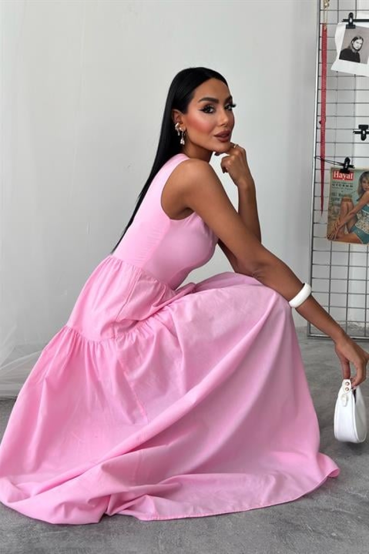 One Shoulder Pile Detail Maxi Dress