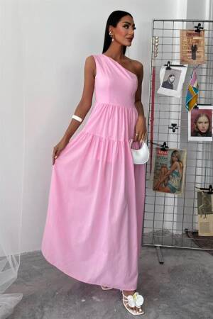 One Shoulder Pile Detail Maxi Dress - Sobe Istanbul - Globality Store - Women Clothes Wholesale Turkey