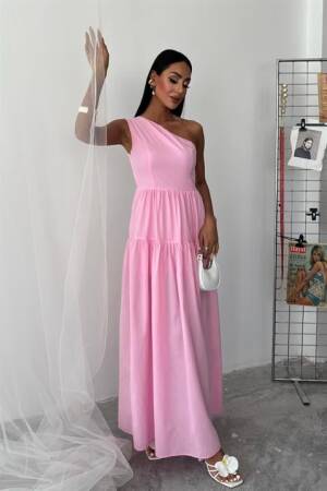 One Shoulder Pile Detail Maxi Dress - Sobe Istanbul - Globality Store - Women Clothes Wholesale Turkey