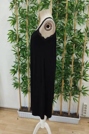 Women's Lace Strap Square Neck Long Viscose Dress - Black - Brand: Janes - Women's Clothing Wholesale - Globality Store