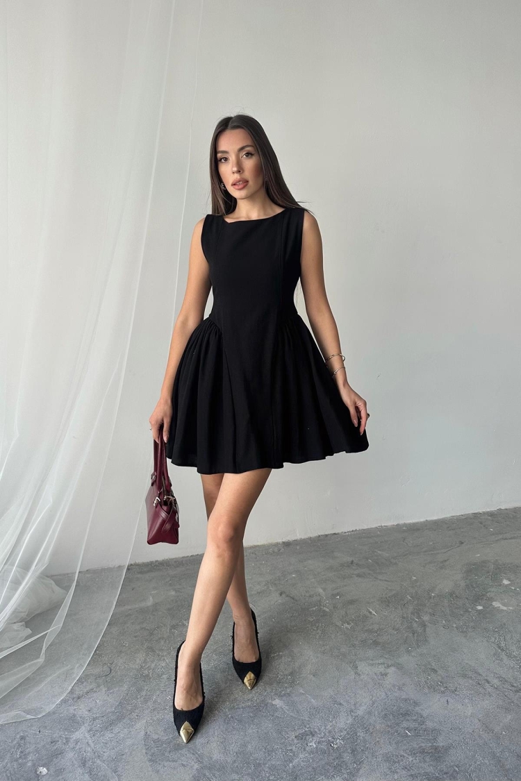 WholesaleMini Size Ruffle Linen Dress