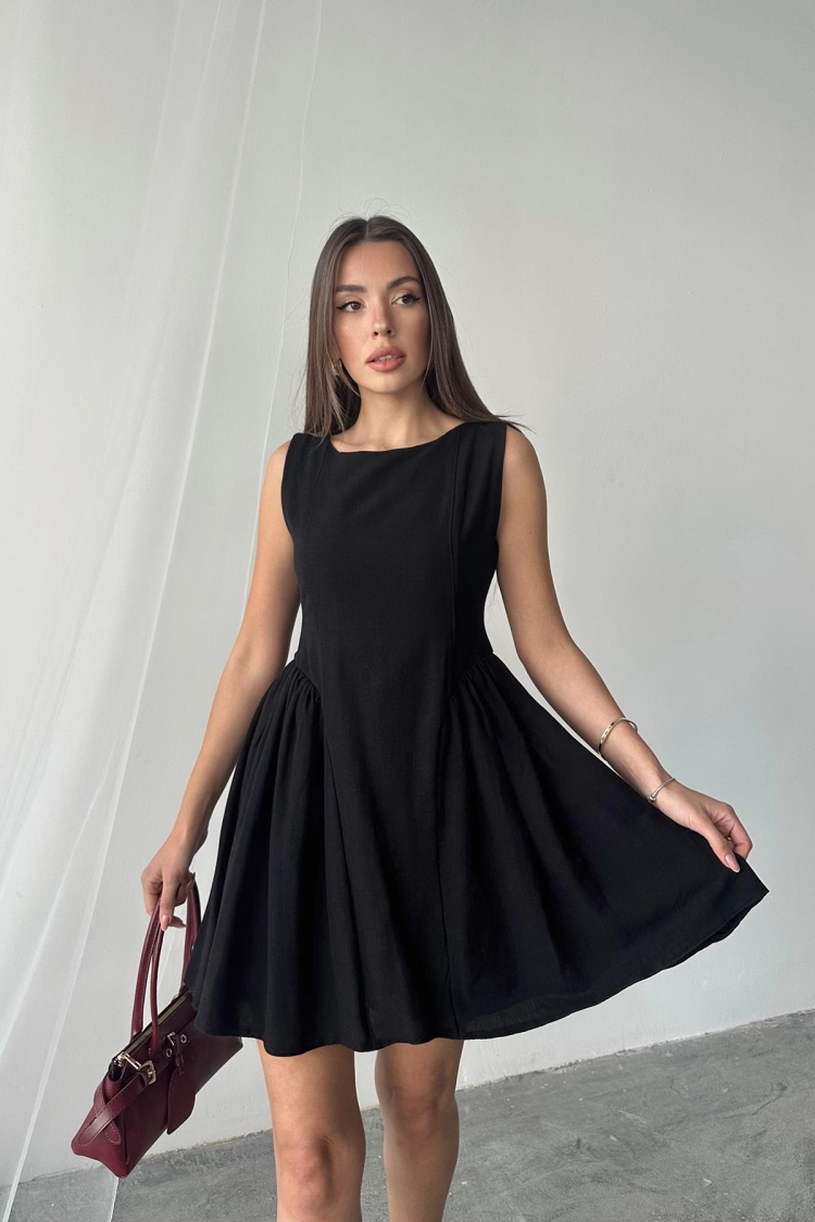 WholesaleMini Size Ruffle Linen Dress