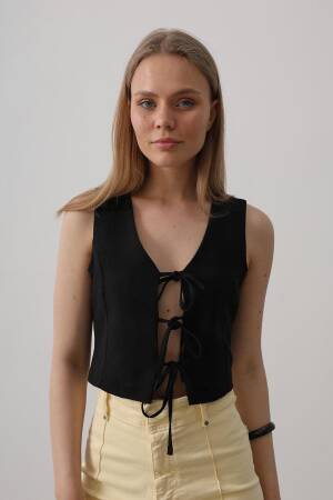 Tie Up Vest - Reyon - Globality Store - Women Clothes Wholesale Turkey