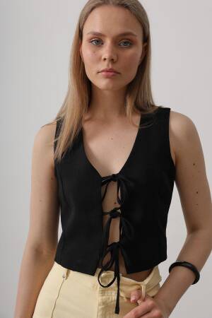 Tie Up Vest - Reyon - Globality Store - Women Clothes Wholesale Turkey