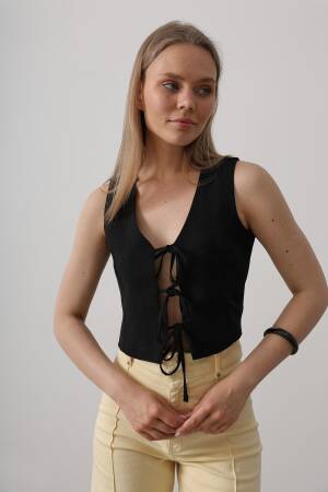 Tie Up Vest - Reyon - Globality Store - Women Clothes Wholesale Turkey