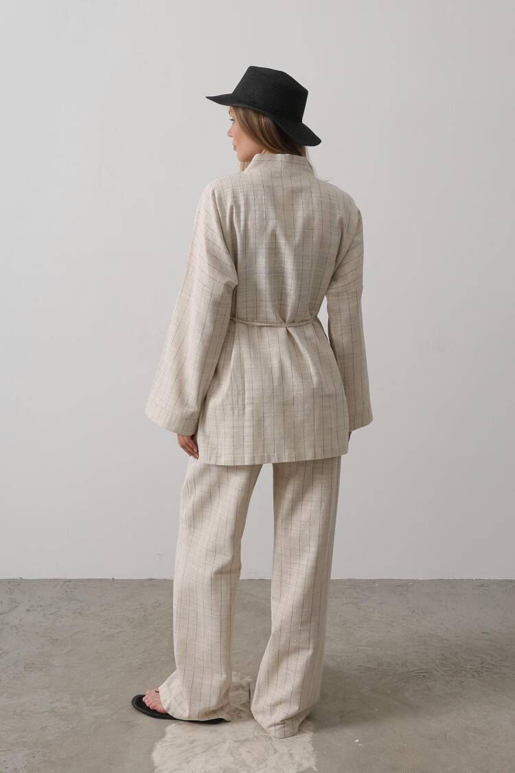 Stripe Detailed Kimono - Nature