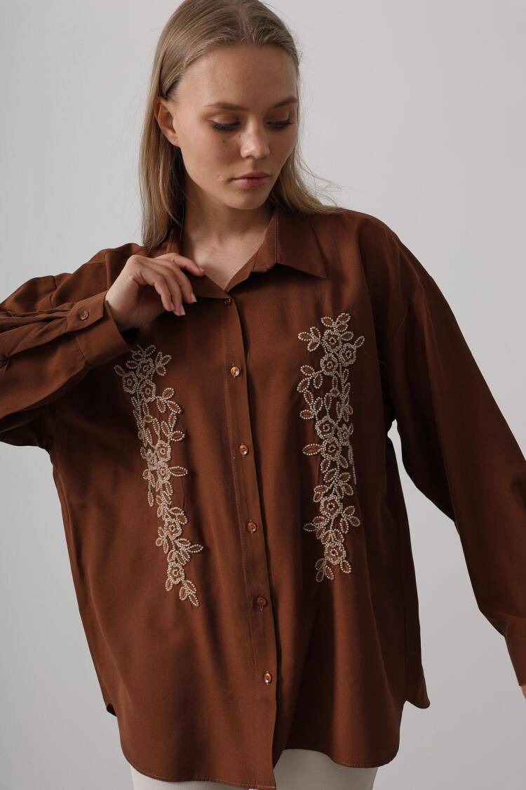 Bead Embroidery Detailed Long Shirt