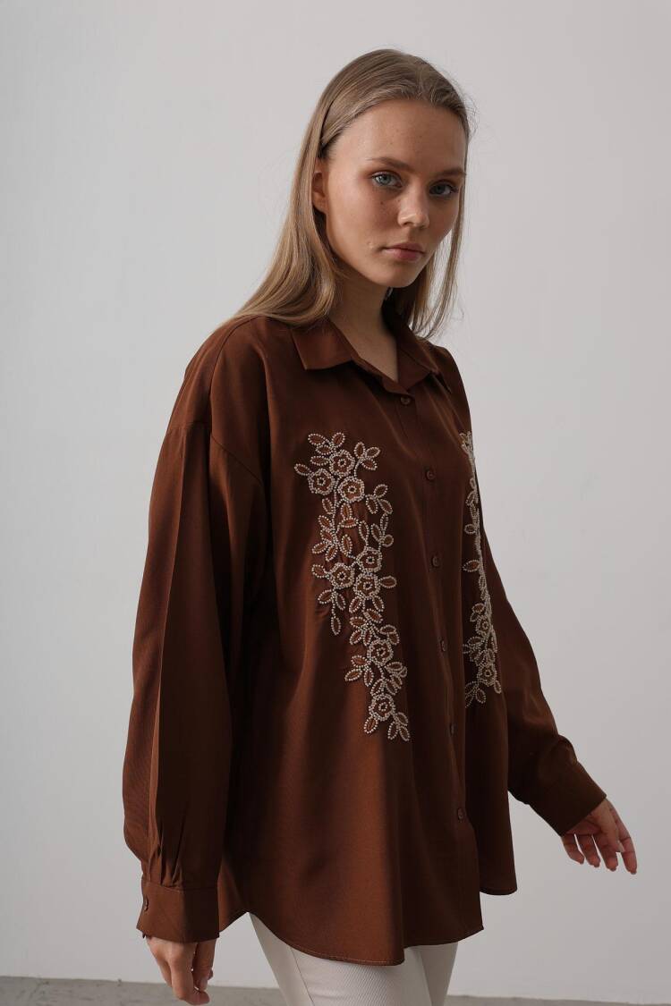 Bead Embroidery Detailed Long Shirt